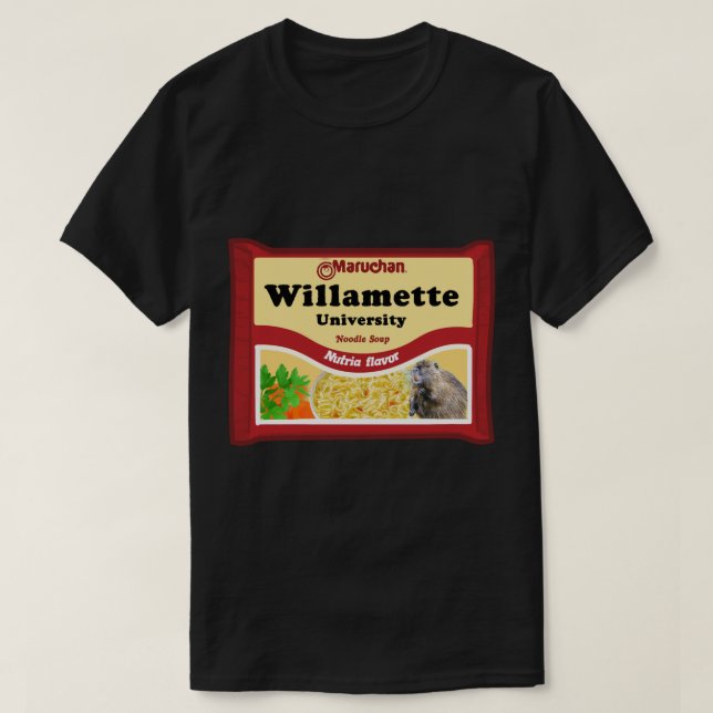 Camiseta Willamette University Ramen Sticker (Frente do Design)