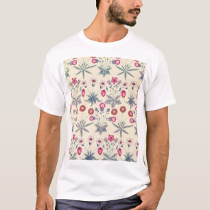 Camiseta William Morris Daisy Padrão Floral Laranja Vermelh