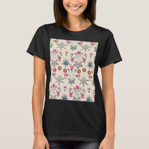 Camiseta William Morris Daisy Padrão Floral Vermelho Laranj