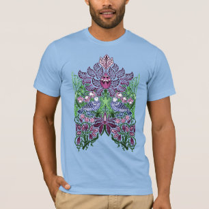Camiseta William Morris Folk Art Birds Flores Bolotas