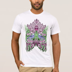 Camiseta William Morris Folk Art Birds Flores Bolotas