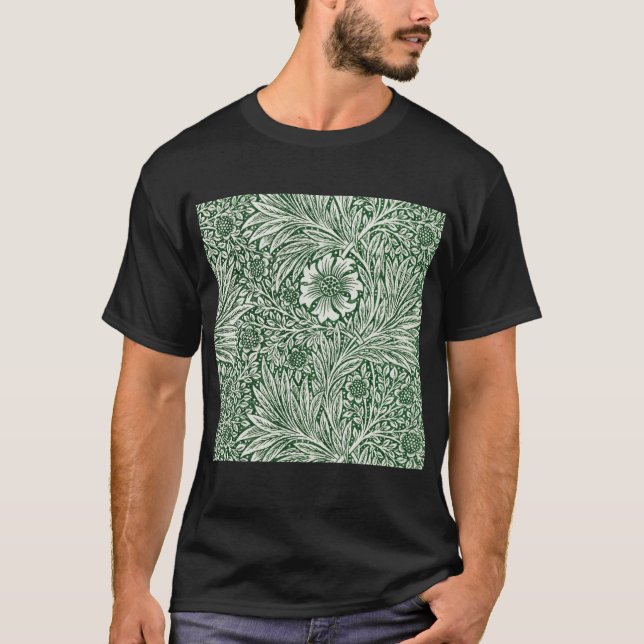 Camiseta william morris marigold flor verde floral (Frente)
