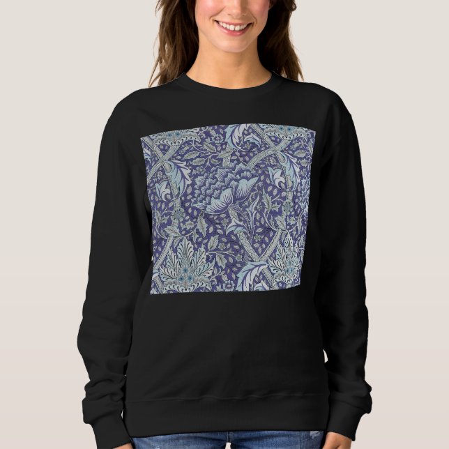 Camiseta William Morris Windrush Padrão Floral Azul (Frente)