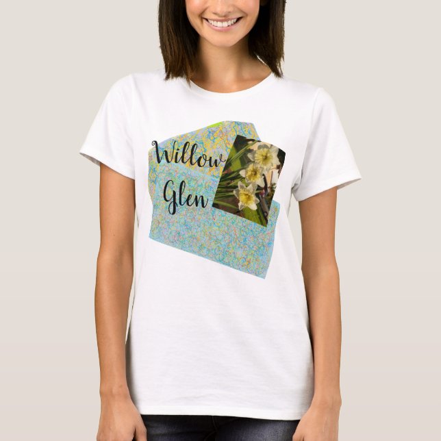 Camiseta Willow Glen San Jose abstrato art, daffodils (Frente)