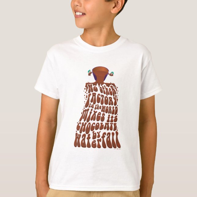 Camiseta Willy Wonka Chocolate Waterfall Typografia (Frente)