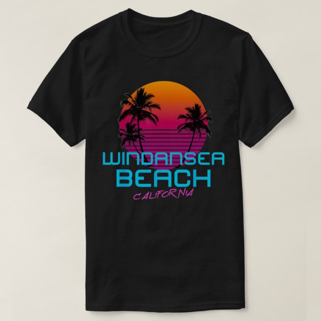 Camiseta Windansea Beach California Retro Wave 80s (Frente do Design)