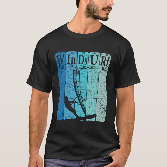 Camiseta Windsurf Retro de Navegação com Elementos de Mesa  (Frente)