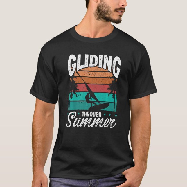 Camiseta Windsurfing Vintage Board Gliding Summer Windsurfe (Frente)