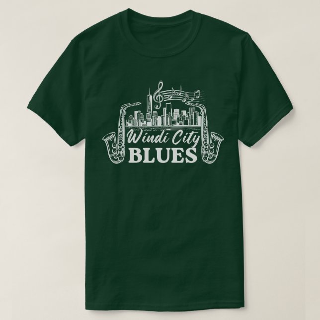 Camiseta Windy City Blues Skyline TSirt (Frente do Design)