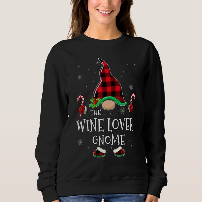 Camiseta Wine  Gnome Buffalo Plaid Matching Family Christma (Frente)
