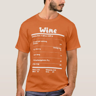 Camiseta Wine Nutrition Facts Food Calories Holiday girl