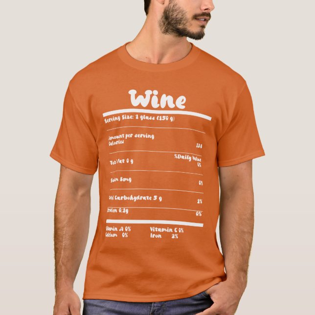 Camiseta Wine Nutrition Facts Food Calories Holiday girl (Frente)