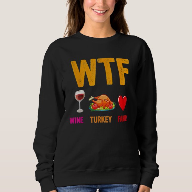 Camiseta Wine Turkey Family  WTF  Thanksgiving (Frente)
