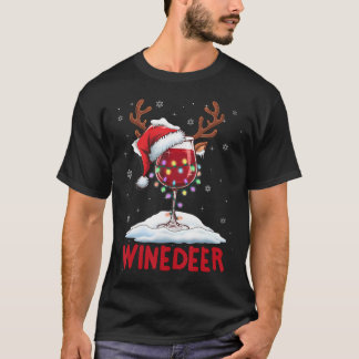 Camiseta Winedeer Reinbeer Santa Hat Reindeer Couple Xmas M