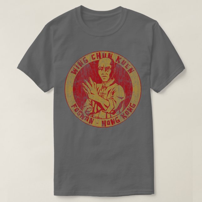 Camiseta Wing Chun Kuen - Ouro angustiado (Frente do Design)