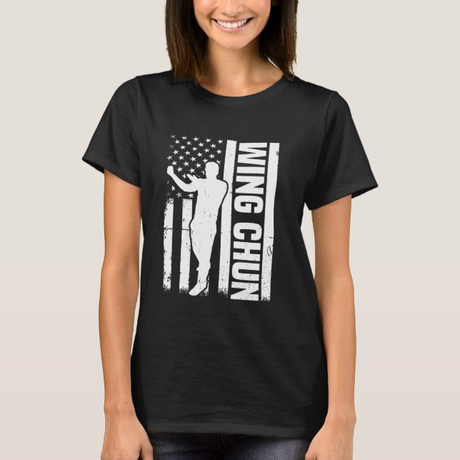 Camiseta Wing Chun US Flag Wing Chun Fighter (Frente)