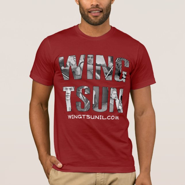 Camiseta Wing Tsun Illinois Red Tee com preenchimento de ba (Frente)