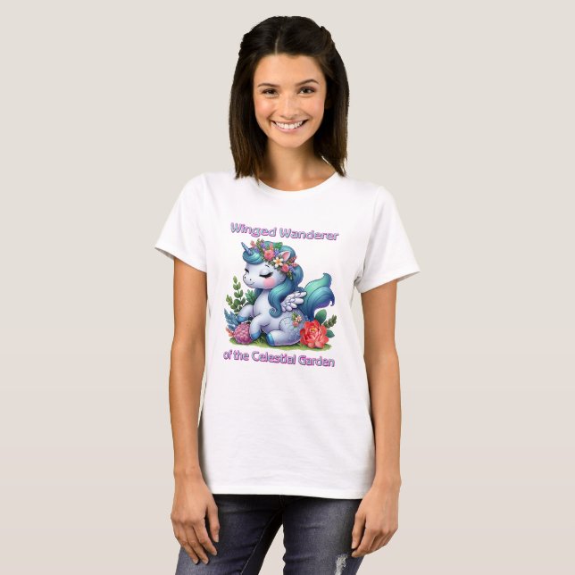Camiseta Winged Wanderer do Jardim Celestial (Frente Completa)