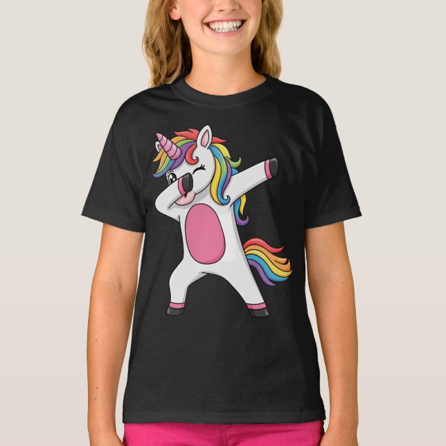 Camiseta Winking Rainbow Dabbing Unicorn (Frente)