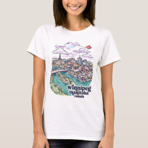 Camiseta Winnipeg Manitoba Canadá Horizonte Simples Azul Fo