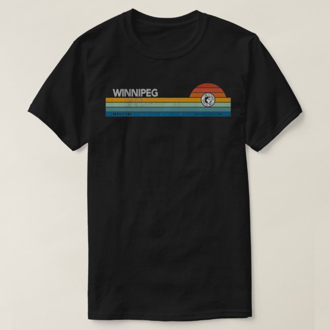 Camiseta Winnipeg Manitoba Canada Retro Sunset Rainbow Sync (Frente do Design)