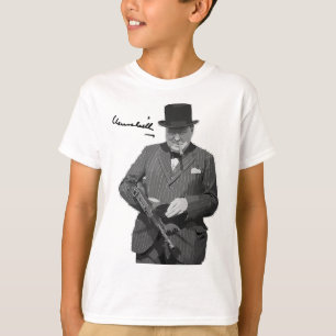 Camiseta Winston Churchill Com Tommy Gun Europeu Hero