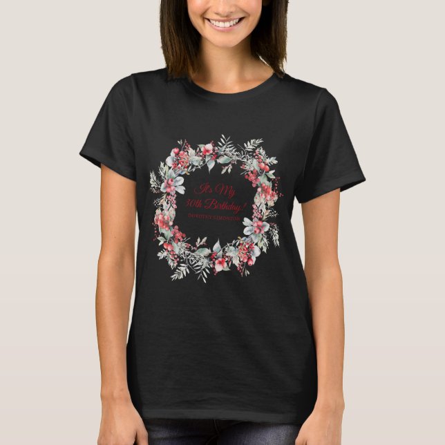 Camiseta Winter Berry 30th Birthday Elegant T Shirt  (Frente)