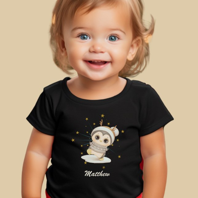 Camiseta Winter Boho Penguin Com Estrelas E Nome Toddler T- (Criador carregado)