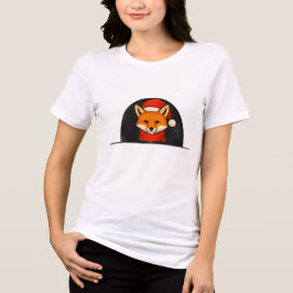 Camiseta Winter Fox Women’s Tee – Cute Cozy Fox with Hat &