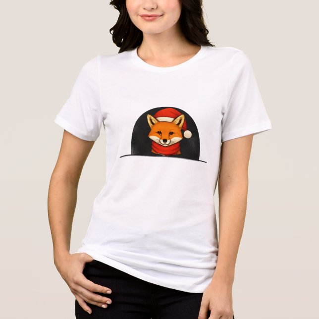 Camiseta Winter Fox Women’s Tee – Cute Cozy Fox with Hat &  (Frente)