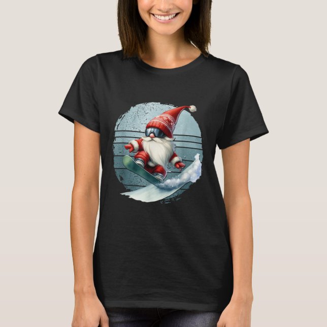 Camiseta Winter Gnome Santa With Skiing Googles Retro Snowb (Frente)