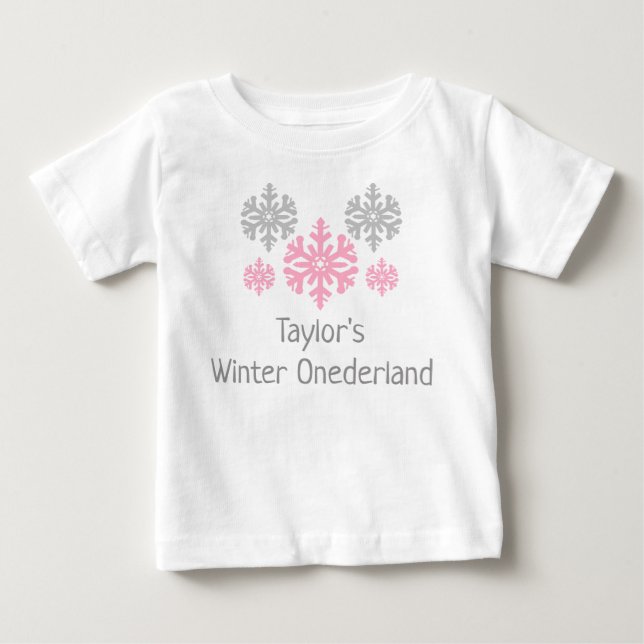 Camiseta Winter Onederland primeiro aniversario Baby T Shir (Frente)