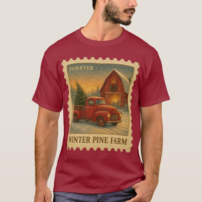 Camiseta Winter Pine Farm – Forever Stamp (Frente)