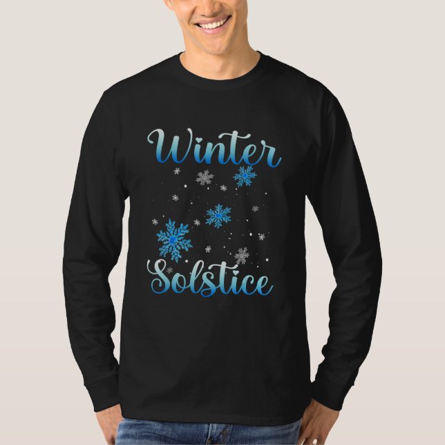 Camiseta Winter Solstice  Blue Snowflake Blessed  Yule Holi (Frente)
