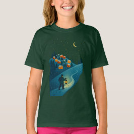 Camiseta Winter Village Lantern Walk Night Scene Girls' T-S