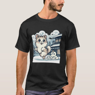 Camiseta Winter Vintage Kitten Lover Japonês Art Cut Cat