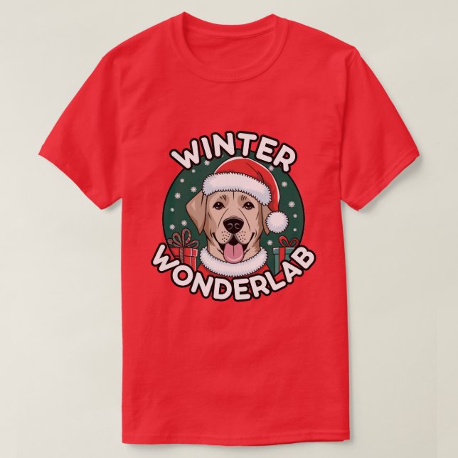 Camiseta Winter Wonderlab Christmas Labrador (Frente do Design)