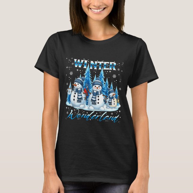 Camiseta Winter Wonderland Snowman Family Snowflake Cozy Wi (Frente)