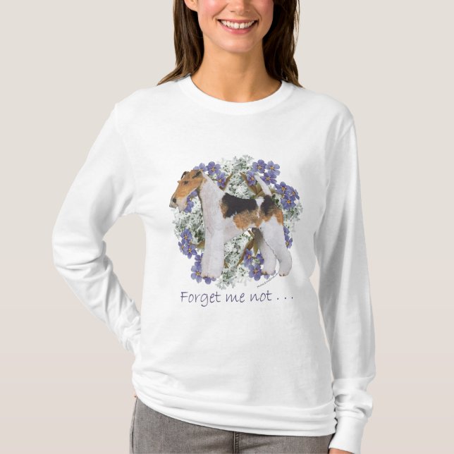 Camiseta Wire Fox Terrier Não-Me-Esqueças (Frente)