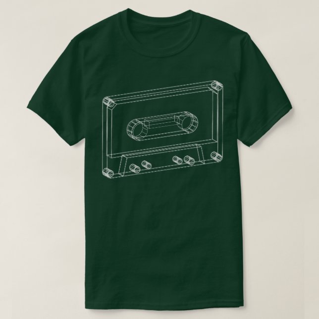 Camiseta wireframe compacto de cassete 3d (Frente do Design)