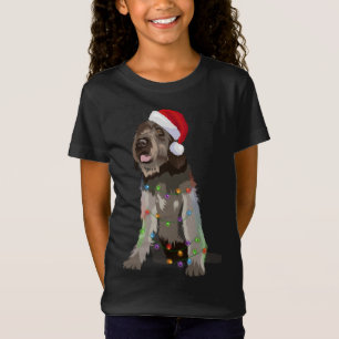 Camiseta Wirehaired Apontando Griffon nas Luzes de Natal Xm