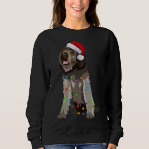 Camiseta Wirehaired Apontando Griffon nas Luzes de Natal Xm