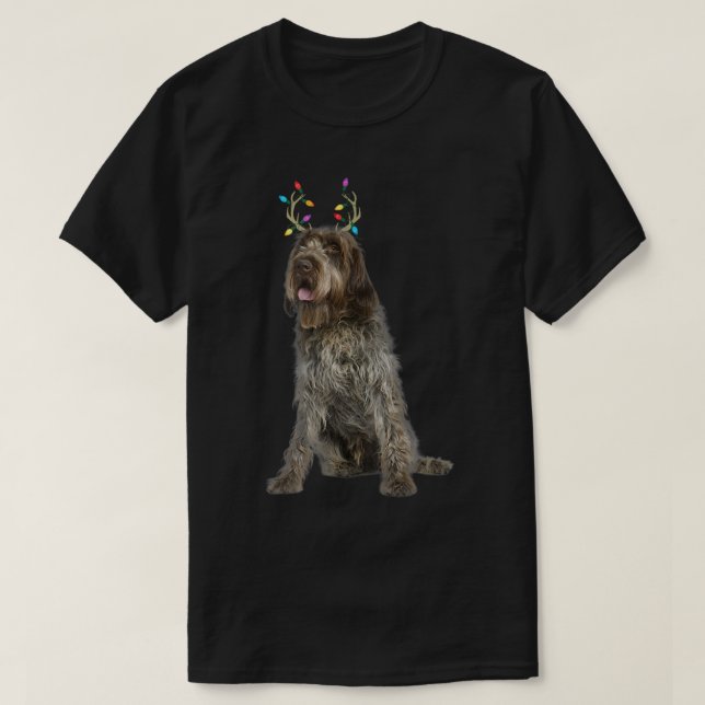 Camiseta Wirehaired Pointing Griffon Reindeer Christmas Dog (Frente do Design)
