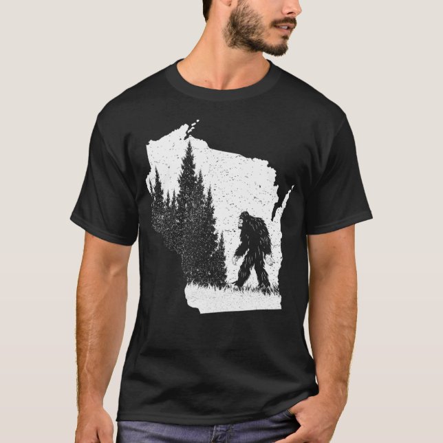 Camiseta Wisconsin Bigfoot Pride Sasquatch Silhouette Fores (Frente)