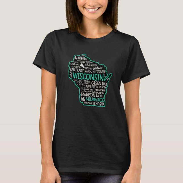 Camiseta Wisconsin Green Bay Osseo Kenosha Racine Milwaukee (Frente)
