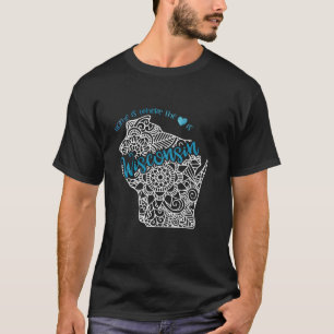 Camiseta Wisconsin Home State WI Mandala Mapa dos EUA