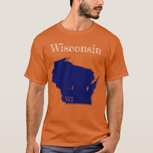 Camiseta Wisconsin Interstate [Design Azul Marinho] (Frente)