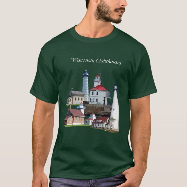 Camiseta Wisconsin Lighthouse White Lettering Shirt (Frente)