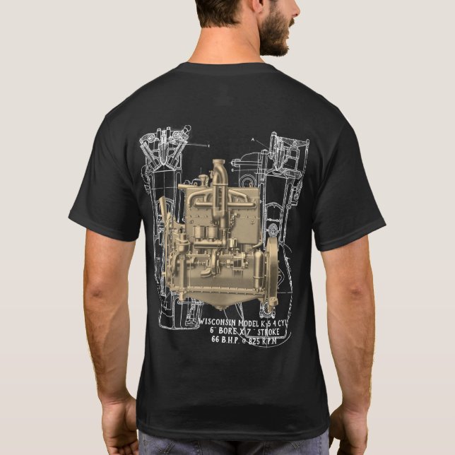 Camiseta Wisconsin Motor Milwaukee Wisconsin Engine Early K (Verso)