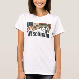 Camiseta Wisconsin Muskellunge na Bandeira Americana
